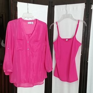 Sheer blouse with matching cami